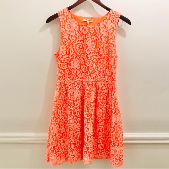 Madewell Lace Blossom Dress 4 orange white summer - Picture 2 of 9
